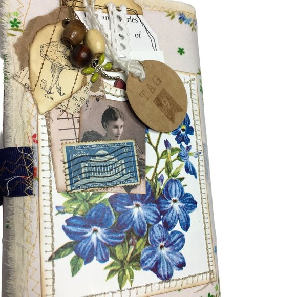 Writing Junk Journal Vintage Style Fabric Cover Diary Includes Ephemera No 9 u - Picture 3 of 10